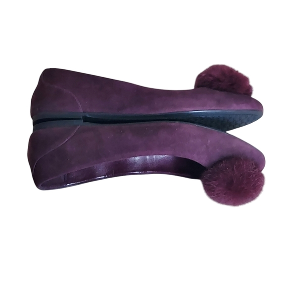 Michael Kors Remi Deep Purple Suede Pompom Flats - Picture 10 of 14
